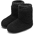 MIXIN Women's Comfort Warm Faux Fleece Fuzzy Ankle Bootie Slippers Plush Lining Slip-on House Shoes Anti-Slip Sole Indoor/Outdoor