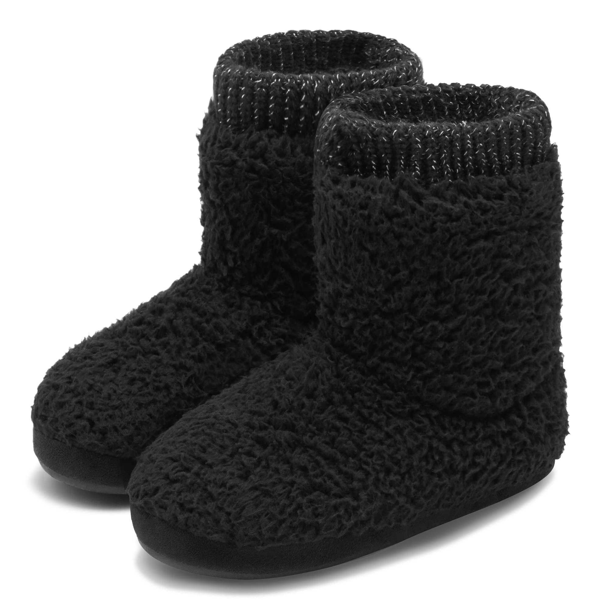 Photo 1 of Women's Comfort Warm Faux Fleece Fuzzy Ankle Bootie Slippers Plush Lining Slip-on House Shoes Anti-Slip Sole Indoor/Outdoor