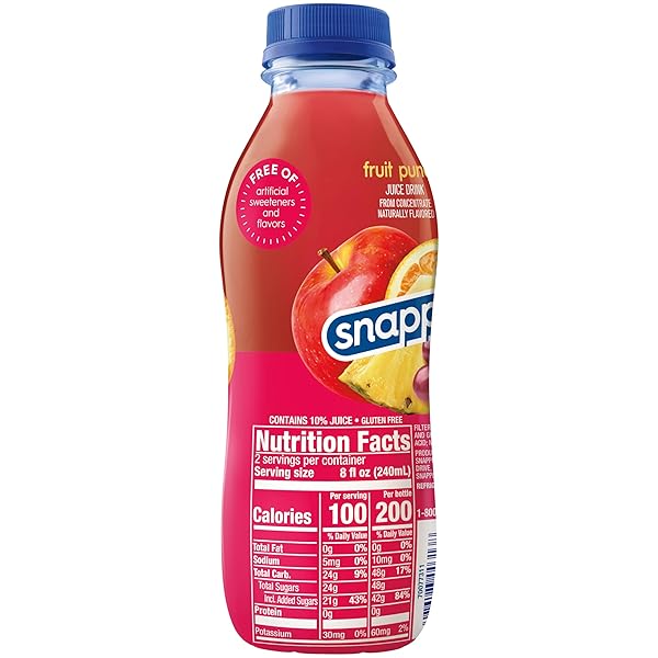 SNAPPLE FRUIT PUNCH JUICE DRINK, 16 FL OZ RECYCLED PLASTIC BOTTLE, PACK OF 12