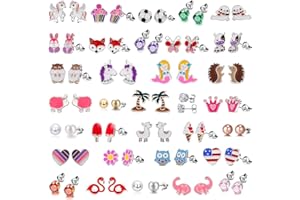 TAMHOO Dreamscape Delights: Hypoallergenic 33-Piece Earrings for Girls - Cute Animal Earrings for Teens, Birthday Gifts