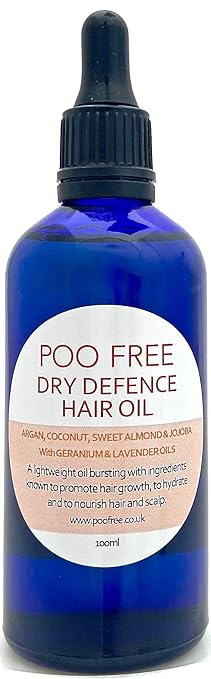 100 Natural Dry Defense Hair Oil 100 Ml By Poo Free Argan Almond Jojoba Geranium Lavender Soothing For Dry Hair And Scalp For Healthy Hydrated Hair Amazon De Beauty