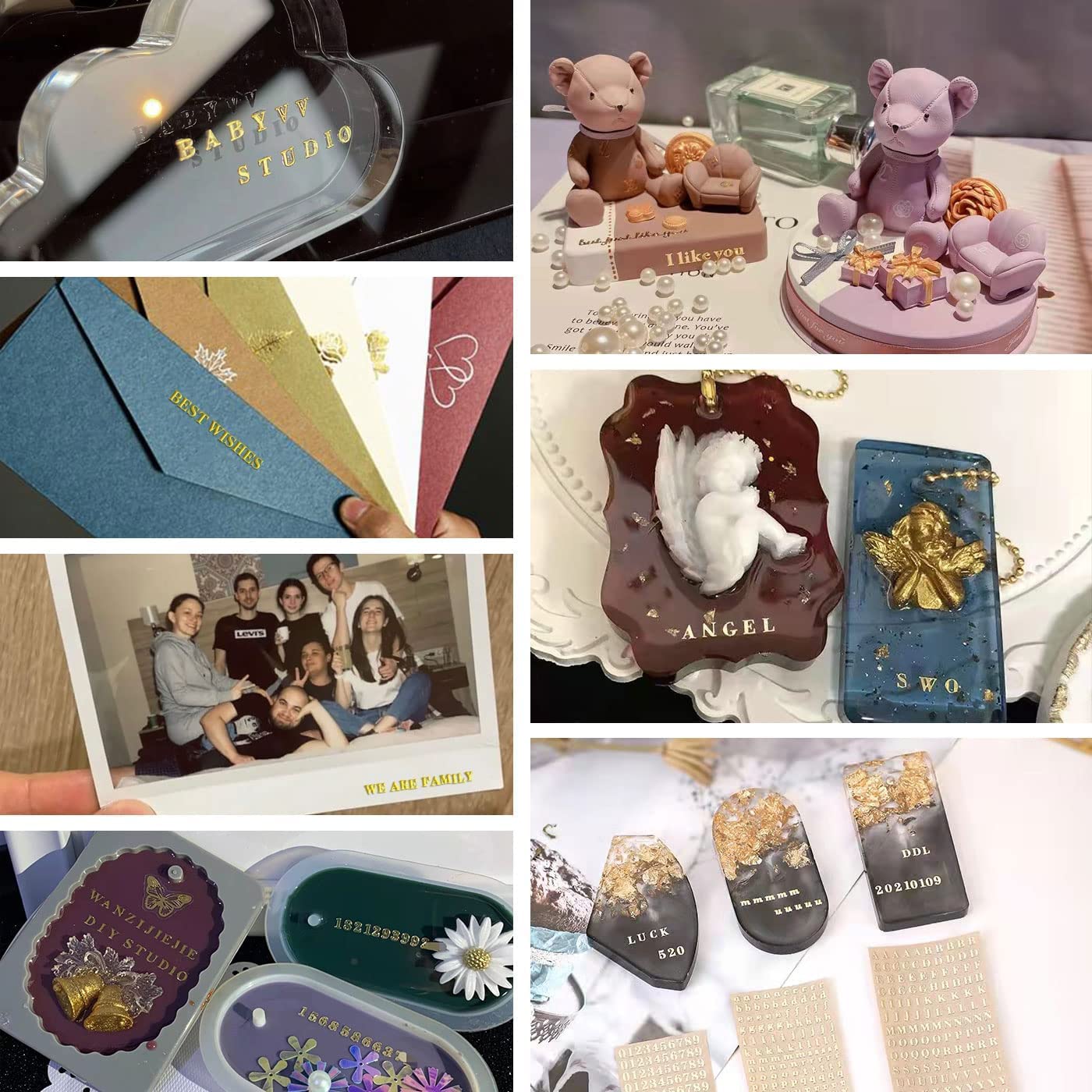 18 Sheets Mini Gold/Silver Letter Stickers for Nail Art, Epoxy Resin Crafts, Glitter Self-Adhesive DIY Scrapbook Stickers with Tweezers