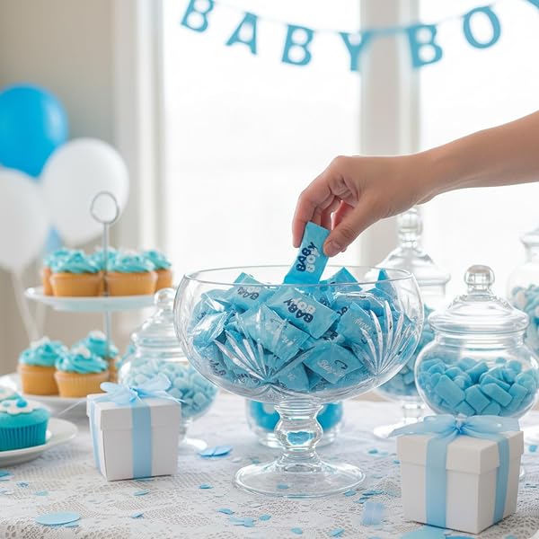 216CT BUTTER MINTS GENDER REVEAL – FOR BABY SHOWER FAVORS, BLUE BUTTERMINTS INDIVIDUALLY WRAPPED IN BULK, BABY SHOWER GAMES & GENDER REVEAL PRIZES, BABY BOY CANDY TREATS