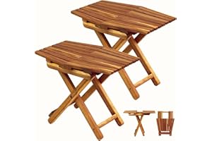 DAXULY Small Patio Table - Folding Accent Table, Wood Top for Multiple Rooms
