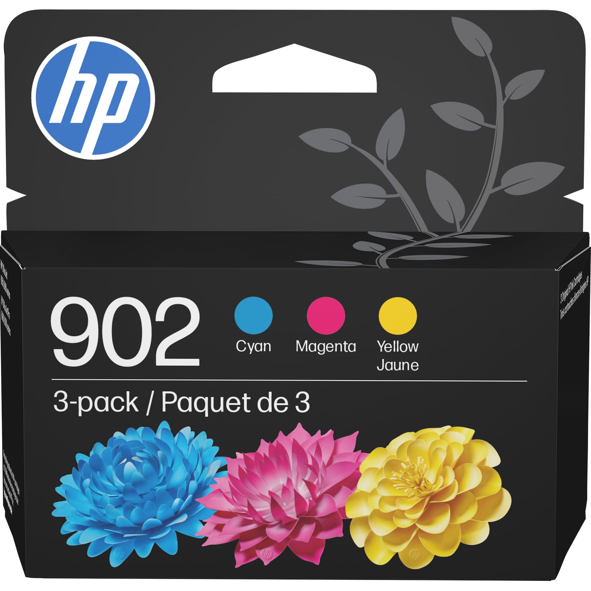 Cartuchos de tinta HP 902 cian, magenta y amarillo | Funciona con OfficeJet 6950, 6960, Pro 6960, 6970 Series | T0A38AN
