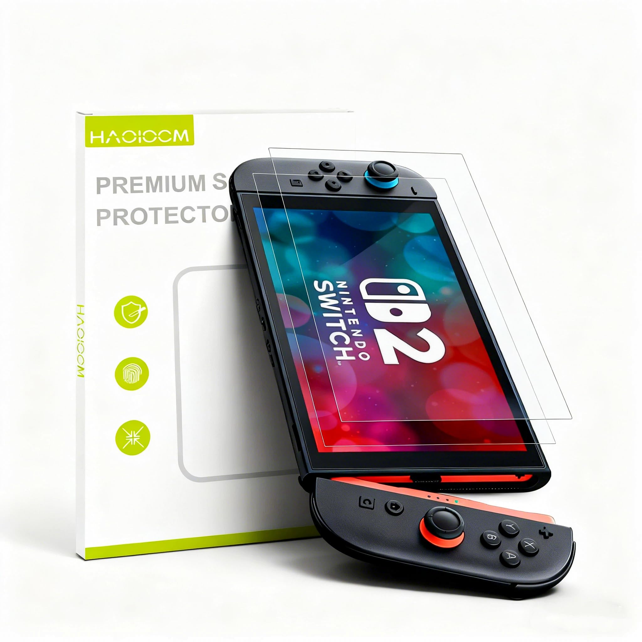 HAOLOCM 2-Pack Switch 2 Screen Protector 7.9-inch - AR Anti-Glare, 96% Transmittance, 0.175mm Ultra-Thin, Bubble-Free Installation, Anti-Fingerprint, Scratch-Resistant for Nintendo Switch 2