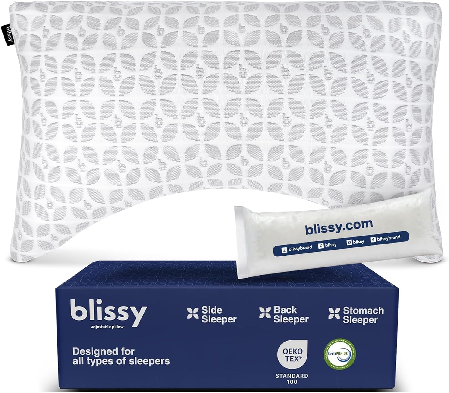 Photo 1 of BLISSY Adjustable Memory Foam Pillow with Cooling Technology (King Size) - Oeko-TEX & CertiPUR-US