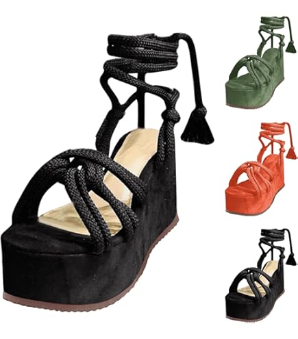 Amazon.com | ZHIZAIHU Women Platform Sandals Lace-up Wedge