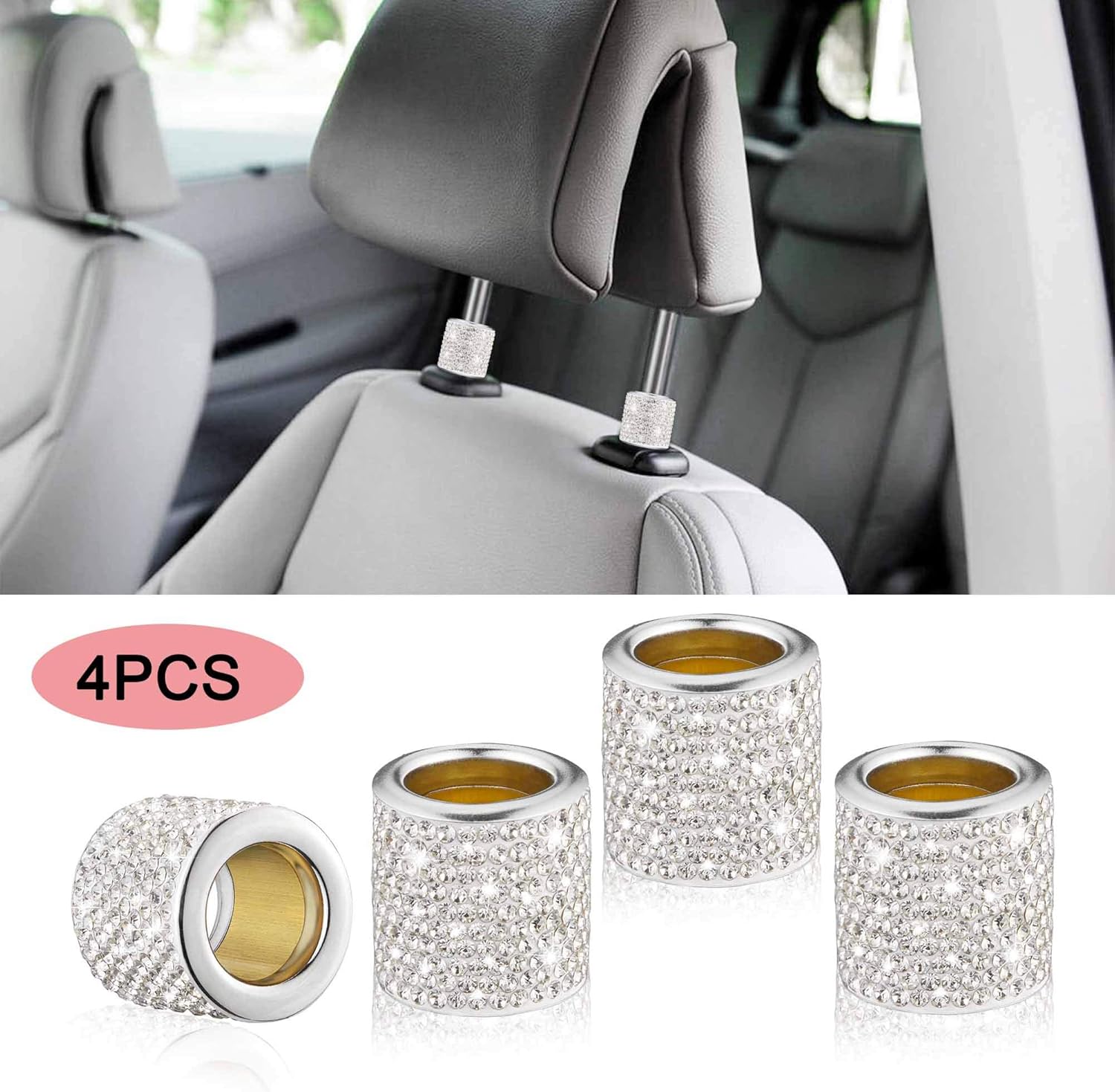 WINKA Car Headrest Collars, Crystal Car Headrest Head Rest
