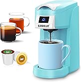 CHULUX Upgrade Single Serve Coffee Maker for K Cup & Ground Coffee, Mini Coffee Machine Single Cup with 5-12oz Brew Sizes, On
