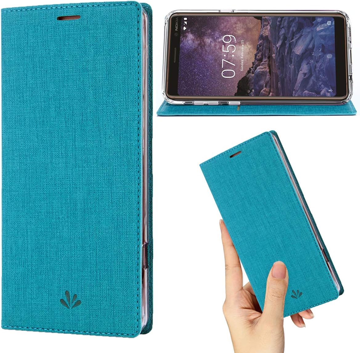 weier Nokia 7 Plus Case,Premium Flip Leather Wallet Case Stand Kickstand Card Slot Full Body Protective Cover Clear TPU Bumper Thin phone Case for Nokia 7 Plus (Blue)
