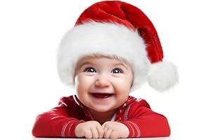 HUACHUANG Baby Santa Hat Toddler Christmas Hat: Baby Santa Claus Hats 0-12 Months - Unisex baby Velvet Classic Santa Hat for Christmas New Year
