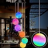 Remon Solar Wind Chimes Color-Changing Led Light Solar Powered Mobile Hanging Chimes Crystal Ball Waterproof Wind Chimes Lights Gifts for Mom Grandma Teacher, Patio, Outdoor, Yard, Garden Decoration