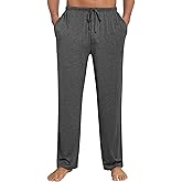 SWOMOG Mens Modal Pajama Pants Soft Lounge Pants Sleep Pj Bottoms with Button Fly & Drawstring & Pockets