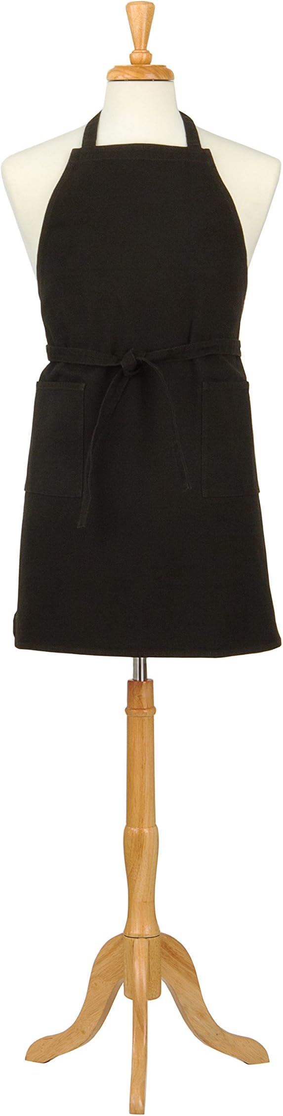 ASD Living Negro Solid Canvas Apron, Cotton, Black, 75 x 85 x 2.54 cm