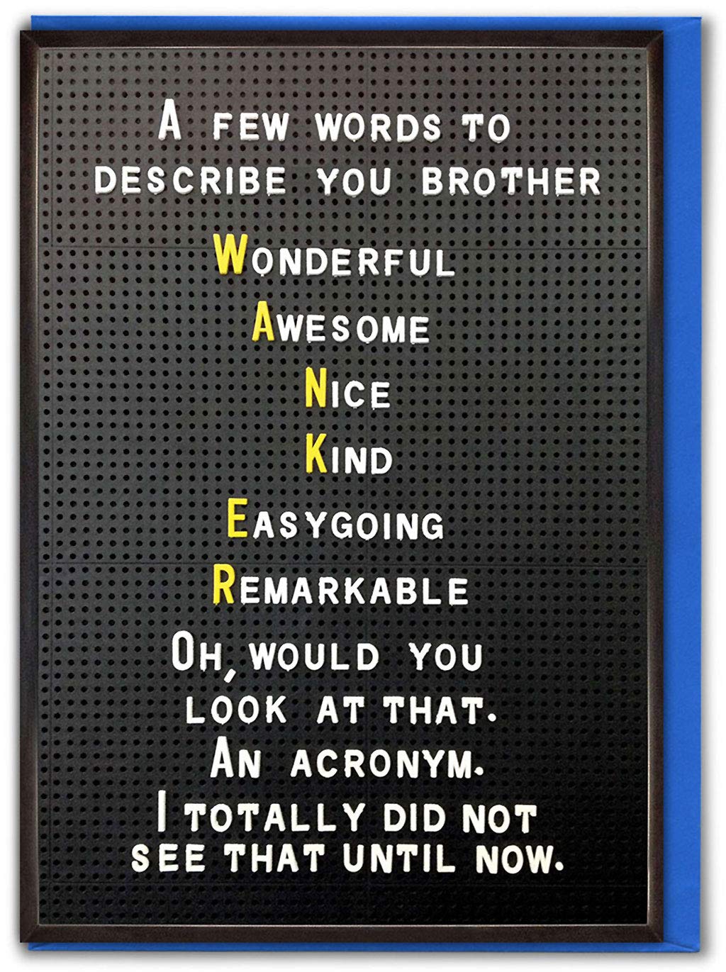 Brainbox Candy - Funny Brother Birthday Cards - Rude Cheeky Insulting Brother Card - 'Acronym Design' - Perfect For Him Sibling With A Sense of Humour — image 1