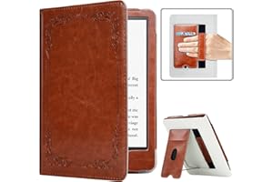 RSAquar Kindle Paperwhite Case for 11th Generation 6.8" and Signature Edition 2021 Released, Premium PU Leather Cover with Auto Sleep Wake, Hand Strap, Card Slot and Foldable Stand, Vintage Brown