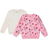 Pink Angel 2-Pack Girls Fleece Crewneck Sweatshirts – Soft Cotton Blend Pullover Tops for School, Play, and Layering