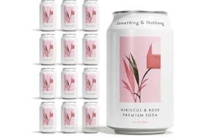 Something & Nothing Hibiscus & Rose Flavoured Sparkling Water | Lightly Carbonated, Full Flavoured with Added Grape & Lemon Juice | Vegan & Low Calorie Soda | 12 Fl Oz Cans (Pack of 12)