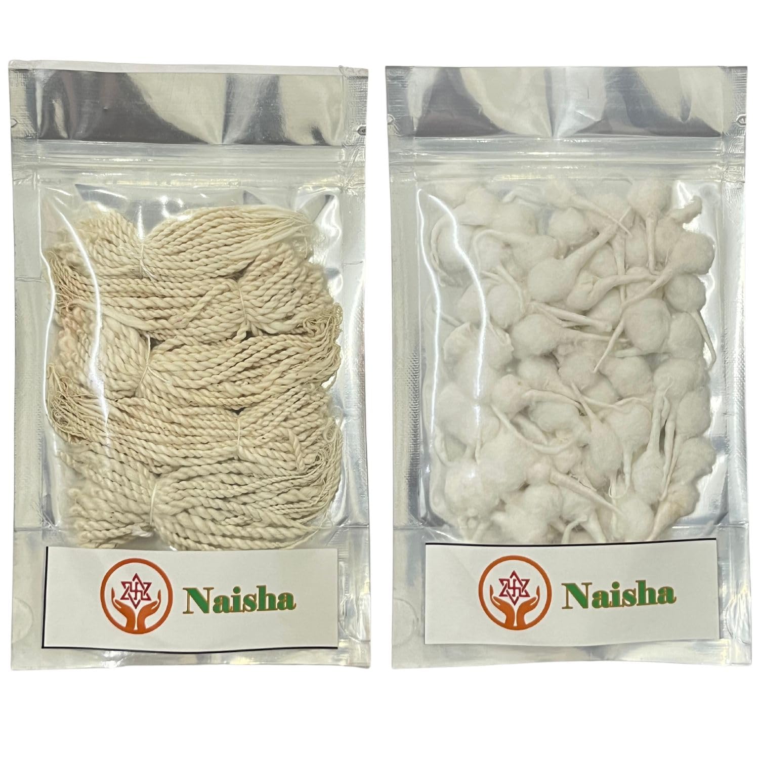 Twin Pack Handmade Twisted Cotton Wicks (300 Pc) & Hand Rolled Cotton Puja Wicks 300 Pc Long Bati for Oil Lamp Diya Jyot Batti Light in Temple/Oil Lamps/Diwali/Akhand Pooja Lamps Festivals
