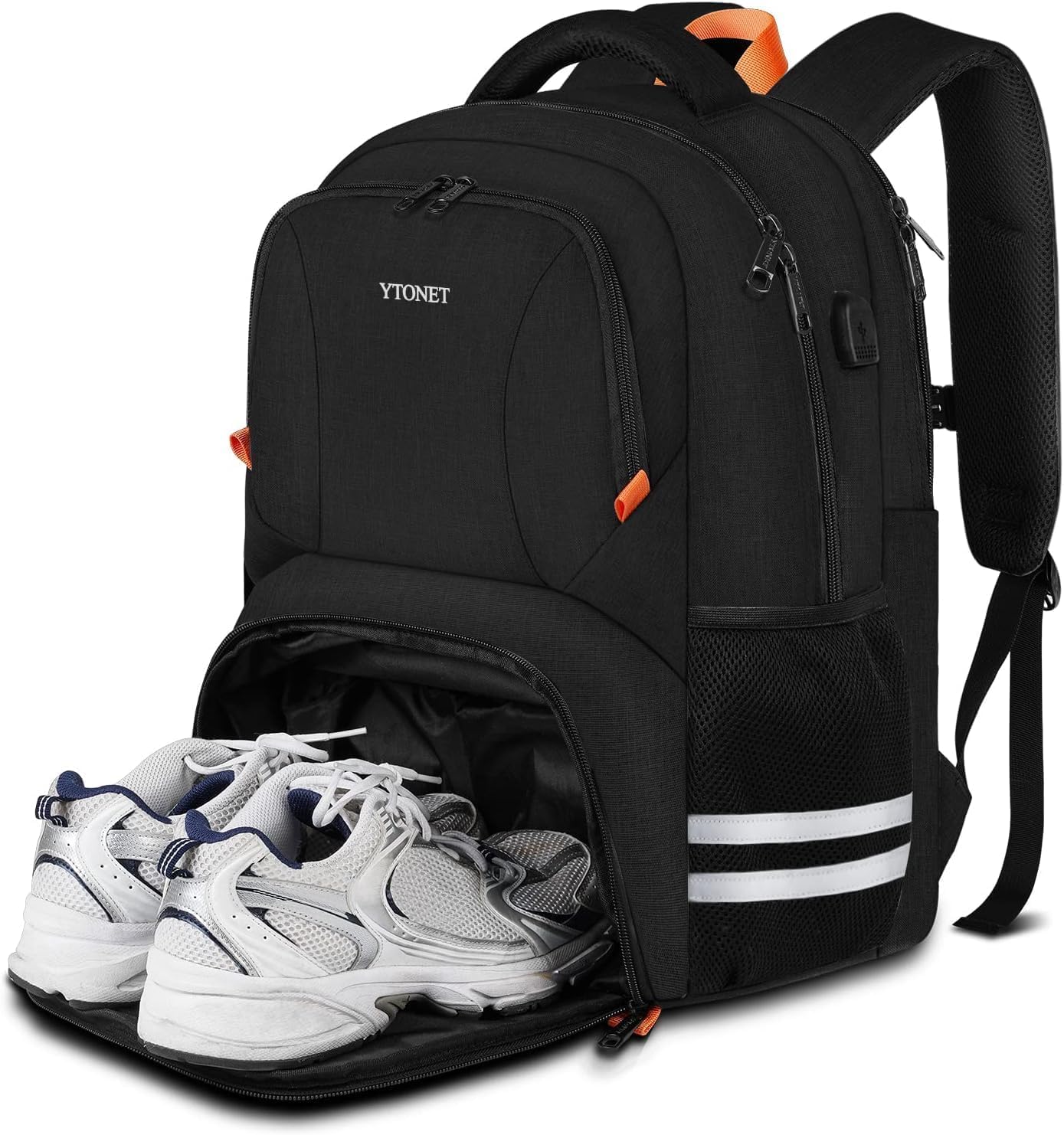 Gym Backpack with Shoe Compartment USB Port Water Resistant