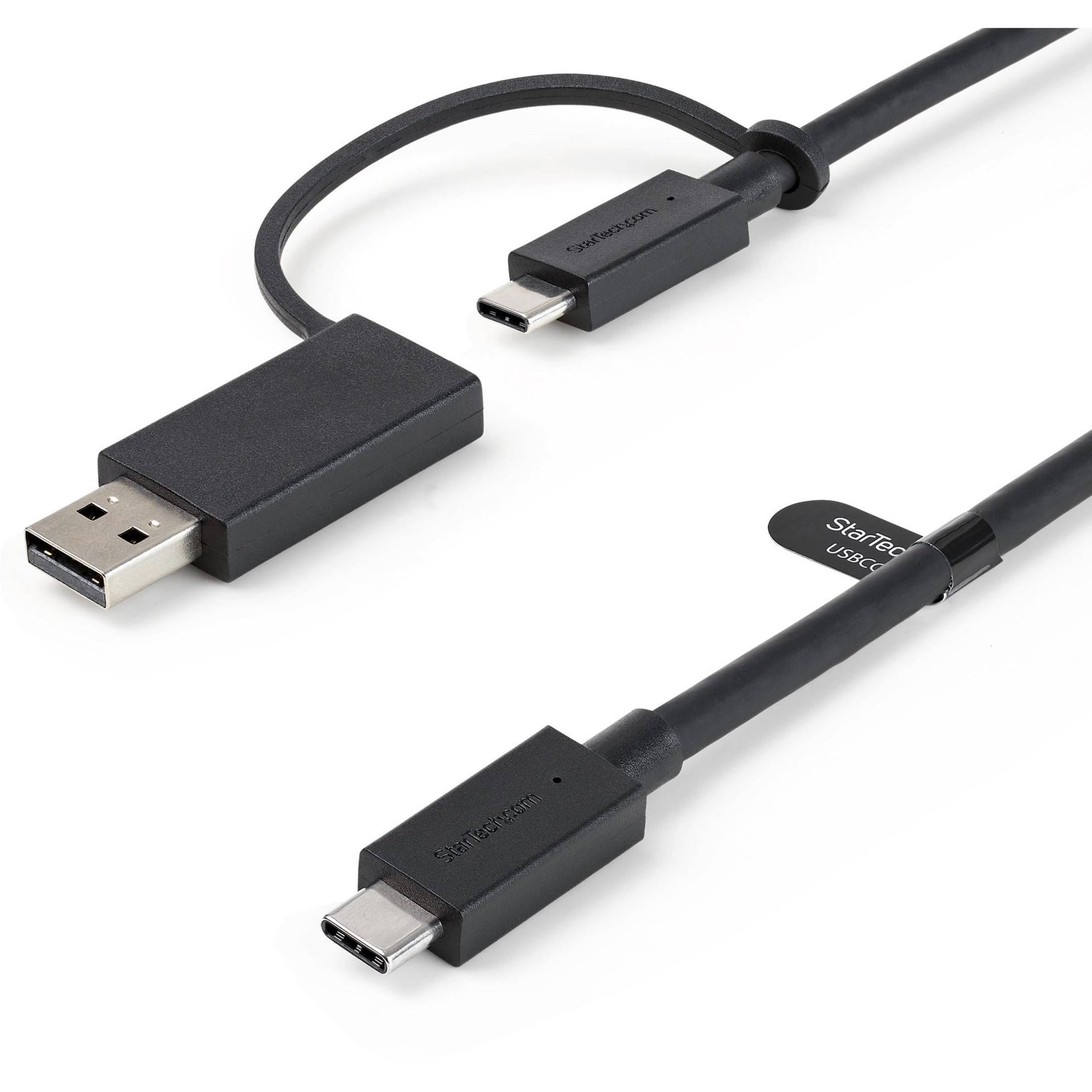 3ft Hybrid USB-C Cable w/USB-A Adapter, Black