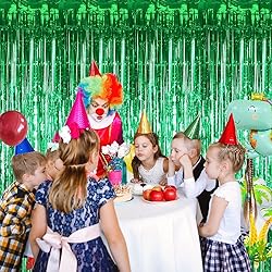 TONIFUL 2Pcs Green Metallic Tinsel Foil Fringe