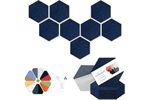 Hexagon Acoustic Panels, High Density, Sound Proofing, Decorative Noise Reduction Felt Wall Tiles for Ceilings, Home Office & Gaming Room (Deep Blue), 12x10x0.4 Inch, Mollywell