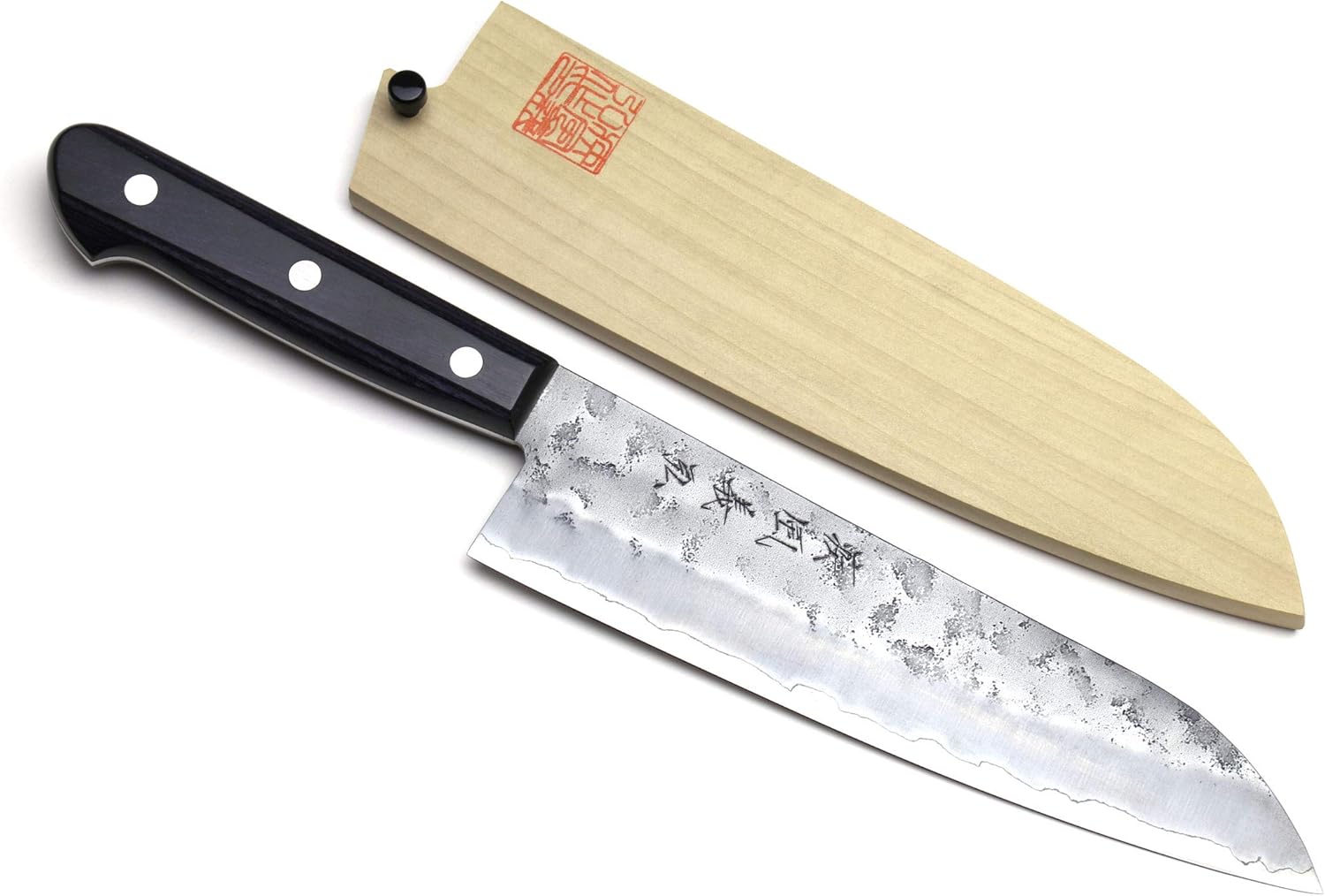 Amazon Com Yoshihiro Stainless Clad Nashiji Ginsan High Carbon Stain Resistant Steel Santoku Multipurpose Knife 7 180mm Saya Kitchen Dining