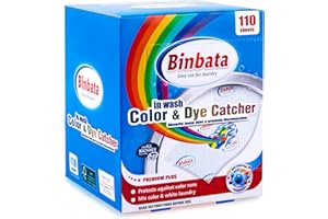 Binbata Color Grasper for Laundry 110 Count, Fragrance Free Dye Catcher Essential for Home Use, Dye Guard Grabber Sheets for 