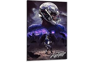 zackal Lamar Jackson Poster Sports Poster Gift Canvas Wall Art Poster Football Picture for Living Room Dining Room Bedroom (12x18 inch-Unframed,C)