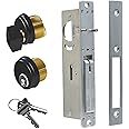 Storefront Door Lock Alsecure Commerical Mortise Lock, Swing Deadbolt & Solid Brass Cylinder Combo with Key & Thumbturn Keyed Alike for Aluminum/Zinc Alloy Shop Doors, 1.1/8" Backset,Black