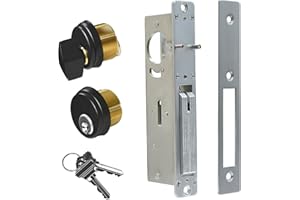 AISECURE Storefront Door Lock Alsecure Commerical Mortise Lock, Swing Deadbolt & Solid Brass Cylinder Combo with Key & Thumbturn Keyed Alike for Aluminum/Zinc Alloy Shop Doors, 1.1/8" Backset,Black