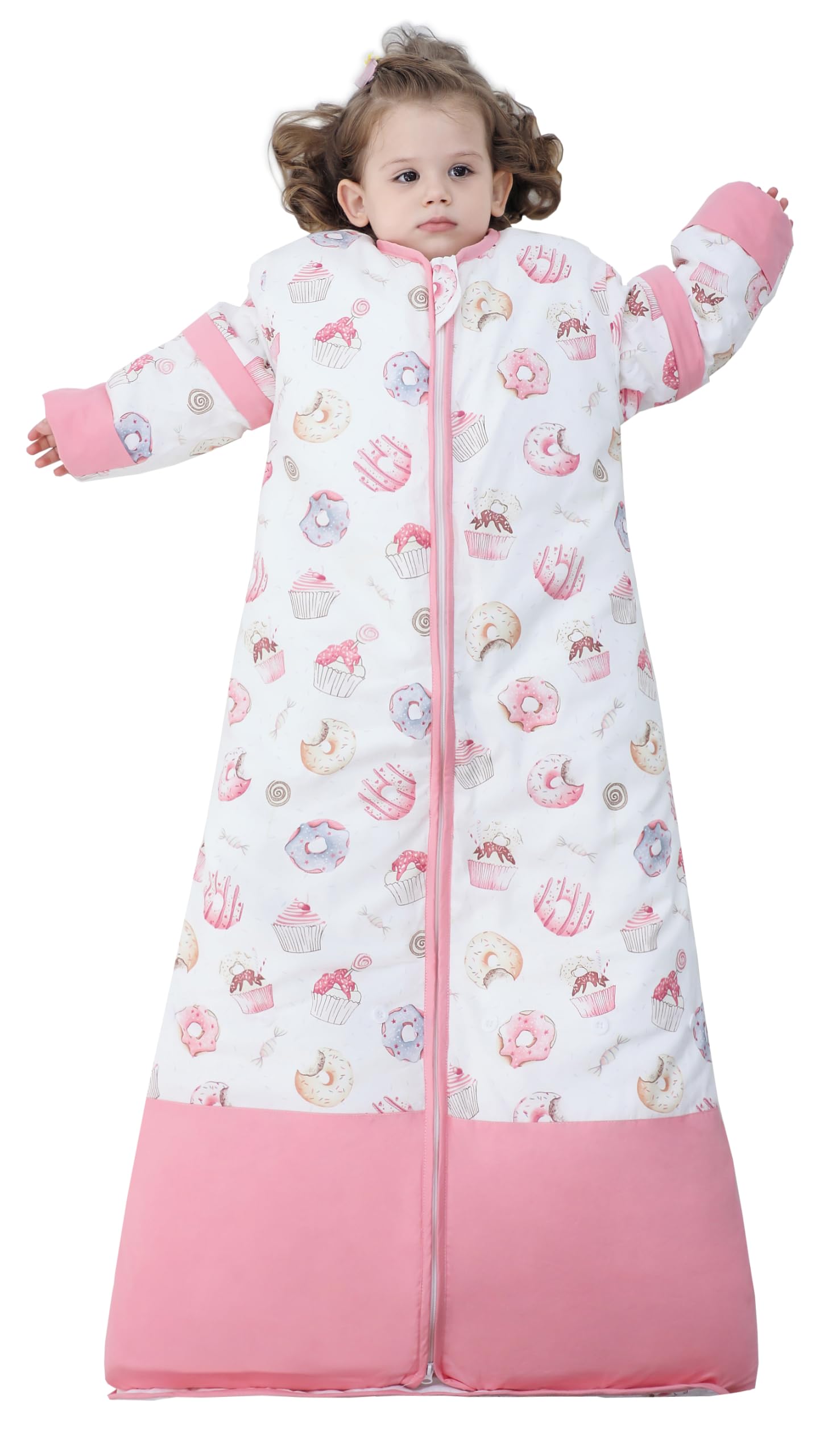 Chilsuessy Baby Sleeping Bag 2.5 Tog Winter Sleeping Sack Wearable Blanket Kids,Adjustable Length,Removable Sleeves,Toddler Sleeping Bag for Boys Girls, 2.5 Tog/Sweet Donuts, 120cm/3-6 Years — image 1