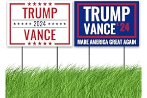 QIONG MENG Trump Vance 2024 Yard Sign 2 Pack, Take America Back Trump Decorative Yard Sign with H-Stakes for Home Lawn Garden Yard Outdoor Decorations 12x18 Inch