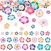 Handmade Polymer Clay Bead Cheriswelry 50Pcs 3D Plumeria Flower Spacer Loose Beads Colorful Floral Bracelet Beads 15-35mm for DIY Necklace Earring Jewelry Making