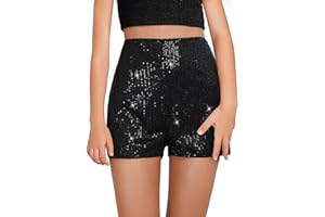 CharmWM Girls Sequin Shorts Elastic Straight Leg Sparkly Glitter Party High Waist Shorts 5-14 Years