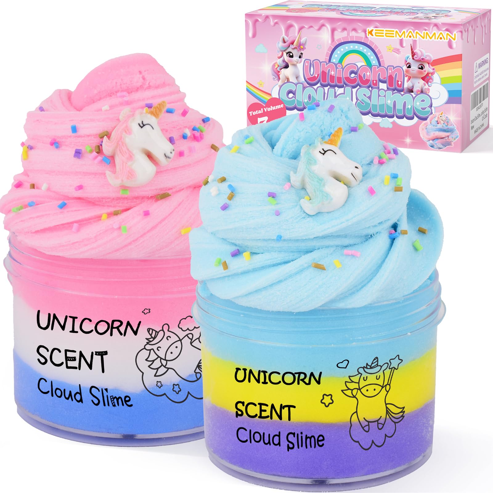 Unicorn Cloud Slime 2 Pack, Scented Slime Kit Toys, Cute Preppy Stuff for Kids Girls Boys, Cool Teen Girls Birthday Gifts Party Favors Stocking Stuffers