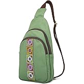 SILKAREA Canvas Sling Bag for Wome Crossbody Purse Small Sling Backpack Purse Travel Hiking Chest Bag Daypack