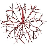Alpine Corporation 16" Tall Holiday 3D Snowflake Hanging Ornament with 96 LED Lights, with Twinkling Effect, Festive Indoor/Outdoor Christmas Decoration, White Red