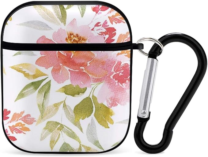 Amazon Airpods 1 2のかわいいパステルピンクグリーンの水彩画の花柄防衝撃保護tpuairpodsケースカバー装備かわいいキーホルダー洗える 家電 カメラ オンライン通販