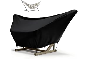 yeesport 420D Heavy-Duty Waterproof Hammock Cover, 112 x 6.7 x 31.5 Inch Large Outdoor Protector with Storage Bag, All-Weather Dustproof and Rain Resistant Black Design