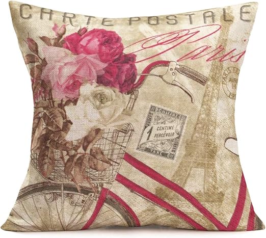 Amazon Com Smilyard France Vintage Rustic Bicycle Throw Pillow