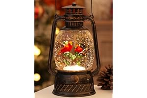 PEATOP Christmas Snow Globes Cardinal Gifts,Christmas Decorations Cardinal Snow Globe, Musical Lantern Light Up 6H Time Glitter Globe Cardinal Red Bird Memorial Gift for Women