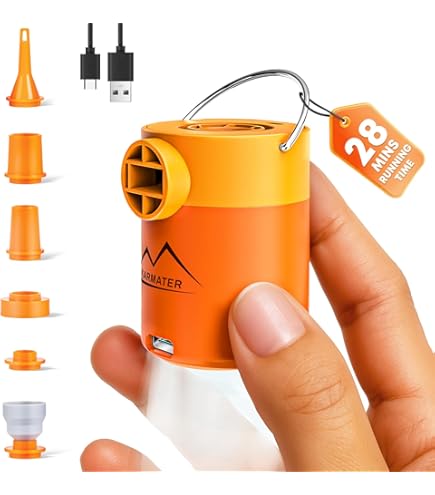 Mini Bomba De Aire Portátil Recargable - 1600 MAh, 5 Boquillas | Para Colchones Inflables, Flotadores Y Pelotas