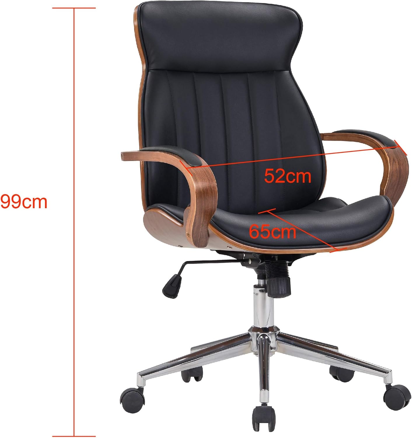 Amazon Com Ids Home Contemporary Walnut Wood Executive Swivel Ergonomic With Arms Office Furniture Bentwood Mid Back Desk Chair Black Furniture Decor