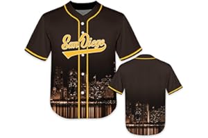 FANS4US Kids Baseball City Night Skyline Jersey Shirt Printing Apparel for Boy Girl Fans Uniform Gifts Toddler 4-7 Youth 8-20 Years
