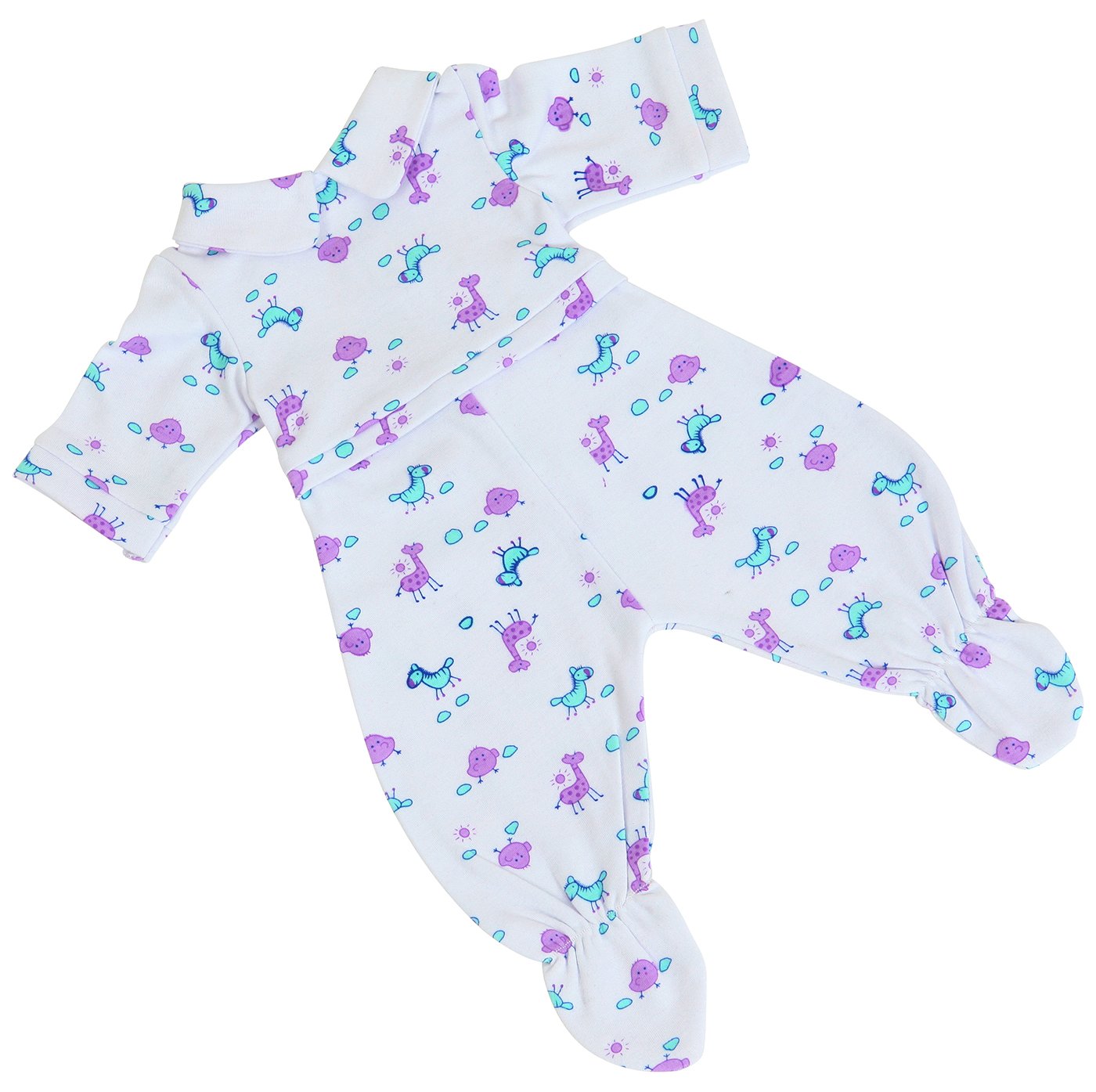 Supersoft Babygrow in Giraffe design fabric to fit Baby Dolls such as 46 and 43 cm Baby Annabell and Alexander 18-20 inch (43-50 cm)DOLL NOT INCLUDED