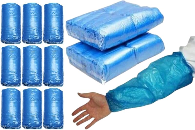 HOT BARGAINS Disposable Arm Sleeves Waterproof Cover Blue One Size Pack 300