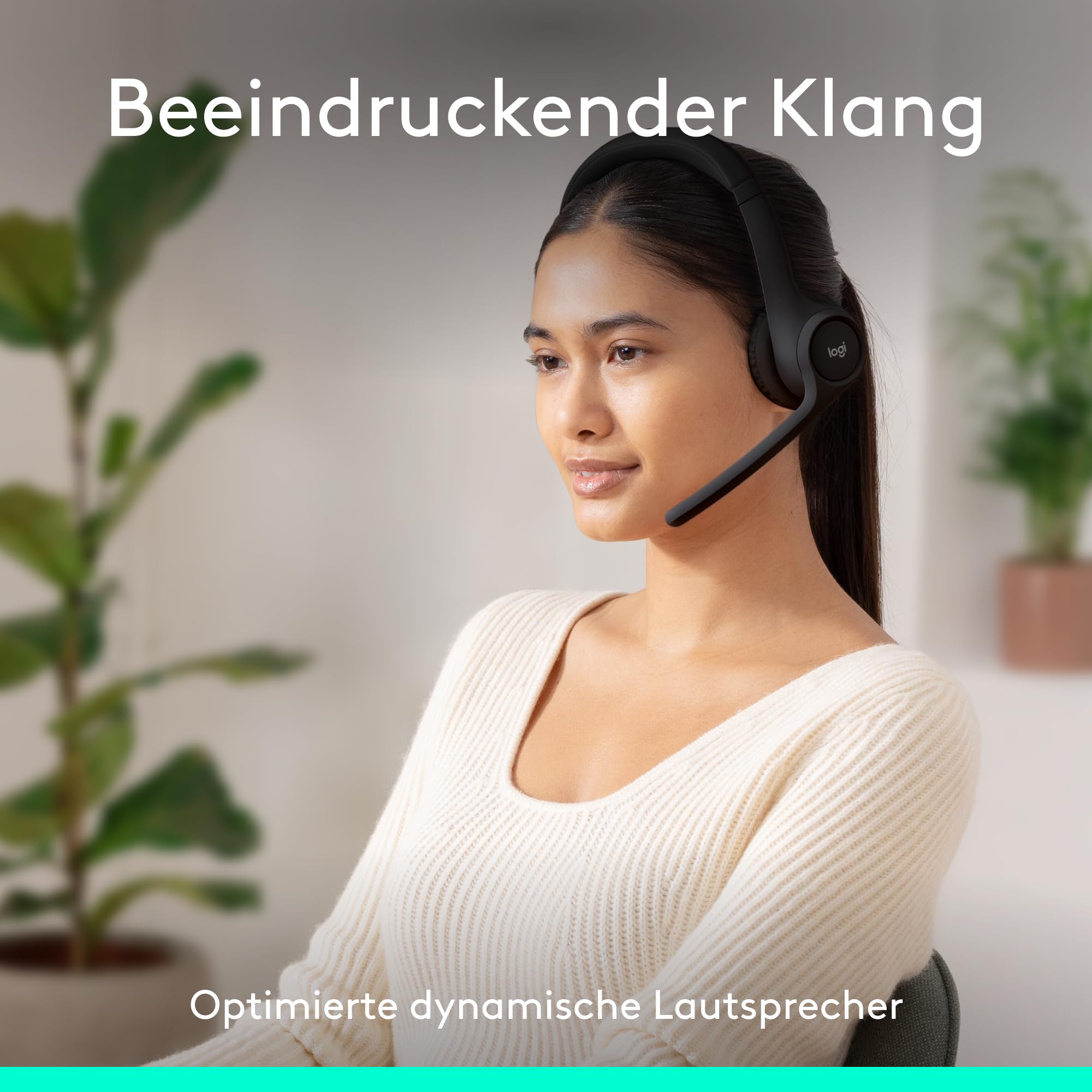 Logitech Zone 300 Wireless Bluetooth Headset mit Mikrofon inkl. Geräuschunterdrückung, kompatibel mit Windows, Mac, Chrome, Linux, iOS, iPadOS, Android - Schwarz 3